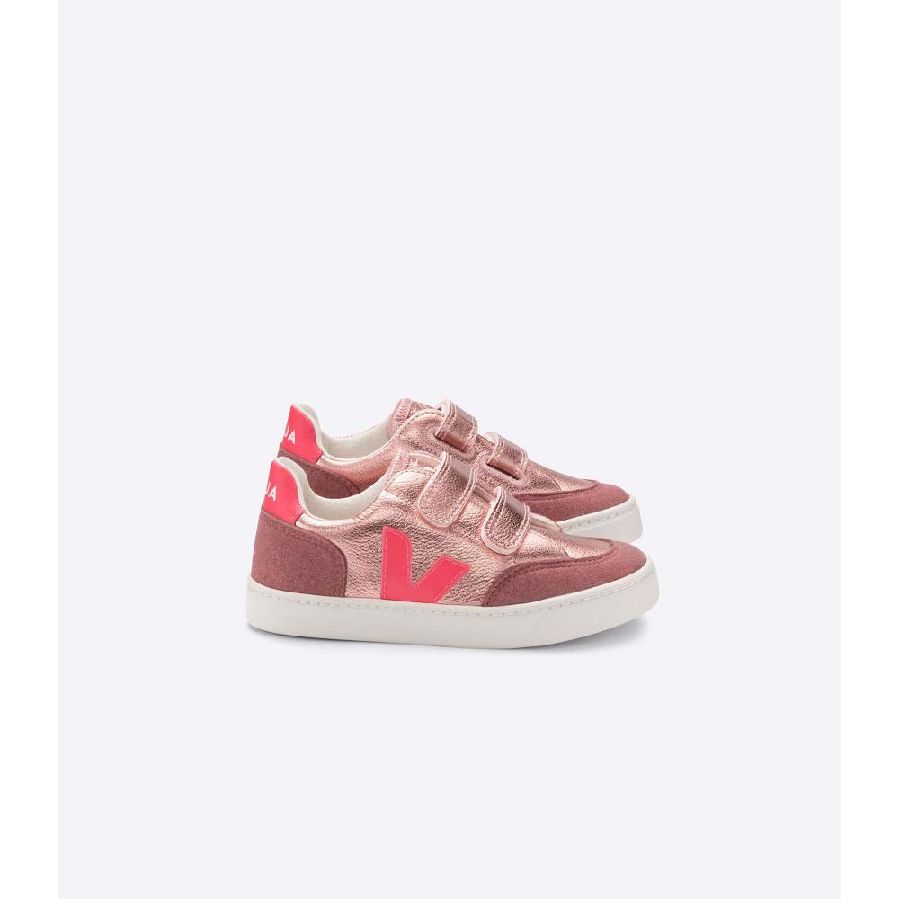 Pink Kids\' Veja V-12 CHROMEFREE Sneakers | AU 879KOR